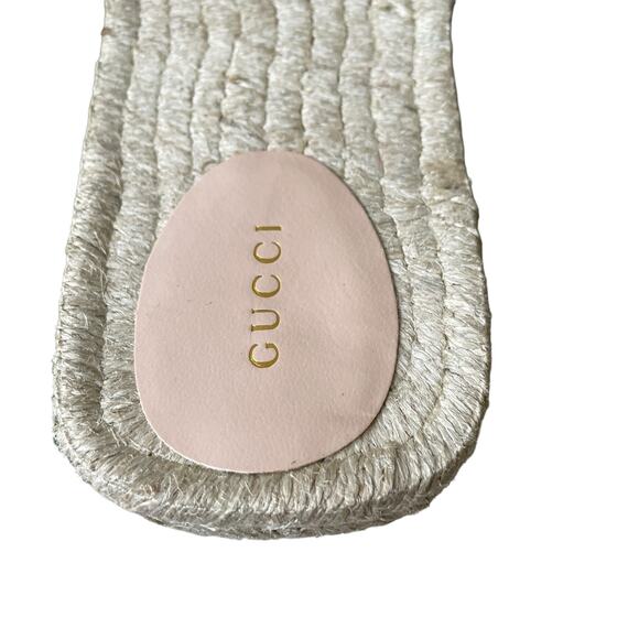 GUCCI Interlocking G Leather Cut Out Espadrille Sandals White Size 39.5 NEW - Picture 6 of 15